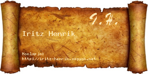 Iritz Henrik névjegykártya